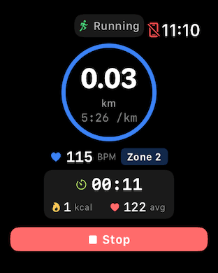 Apple Watch Worka running screen